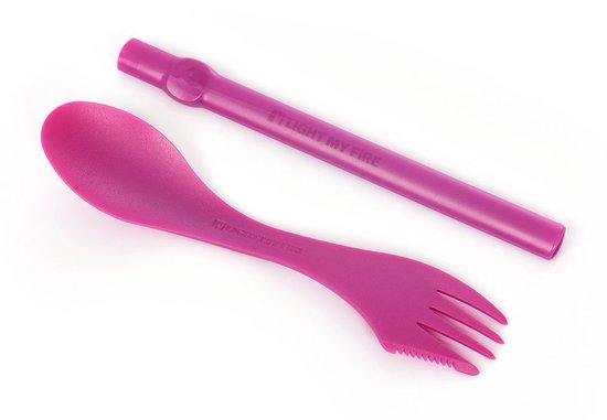 Light my Fire spork en straw - mes vork lepel en rietje - Paars