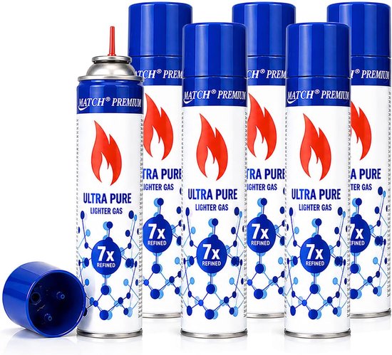 Lighter gas 6 x 300 ml - Butaan gas met adapters - Voor aansteken van lighters - Eenvoudig bijvullen - ShopVlot
