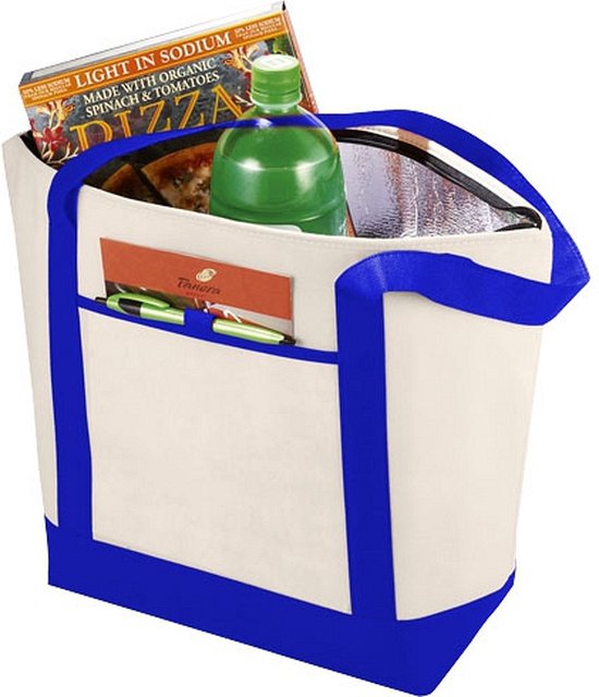 Lighthouse koeltas/draagtas blauw met creme 22.5 liter - formaat 44.5 x 34 x 15 cm van Lighthouse