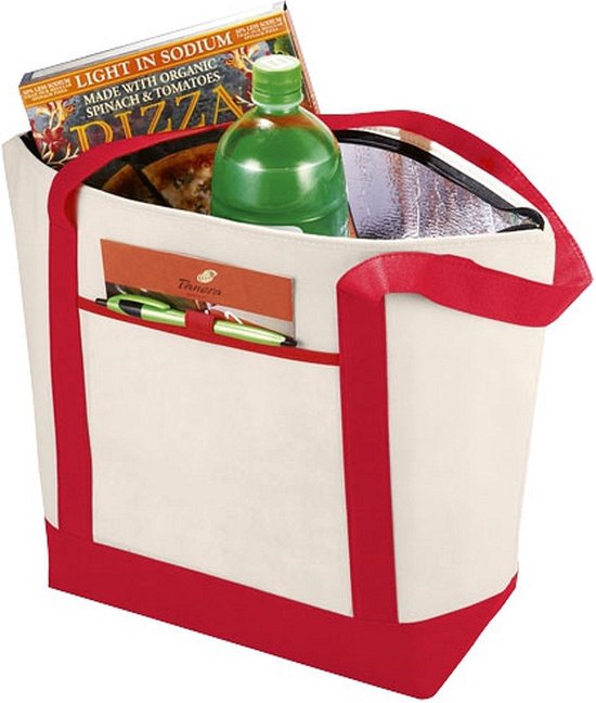 Lighthouse koeltas/draagtas rood met creme 22.5 liter - Formaat 44.5 x 34 x 15 cm van Lighthouse