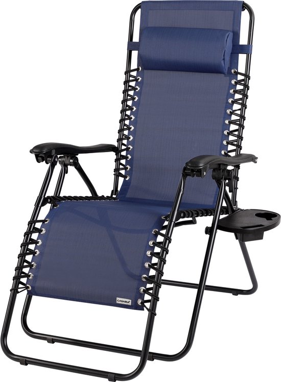 Ligstoel tuin - ligbed - 175x67x108 cm - donkerblauw van Merkloos