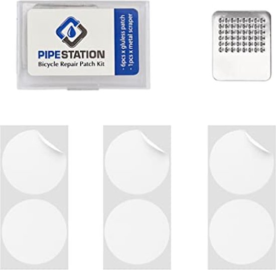 Lijmloze Reparatieset voor Fietsbanden - 6 Zelfklevende Patches en Schuurmachine van Merkloos