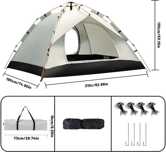 Lilac & Lily Pop-up Tent - Waterbestendig - Kampeertent - 2-3 Personen - UV-bestendig - Festivals, Kamperen, Vissen & Outdoor