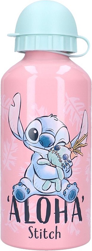 Lilo & Stitch Drinkfles 500ml Really Refreshing - Roze - Aluminium - Schoolbeker van Lilo & Stitch
