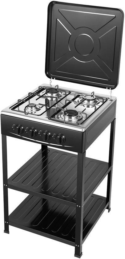 Linkforu – Gasfornuis 4-Branders – Buitenkeuken - Draagbare BBQ-Grill - Camping – Balkon – Tuin - Propaangas – RVS - 49x49x79 cm van Merkloos
