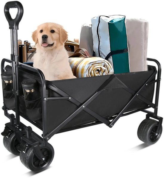 Linkforu - Opvouwbare Bolderkar – Stevige Strand - Kampeer - Boodschappenkar - tot 75 kg - 100 Ltr – Terrein Wielen - 70x43x72 van Merkloos