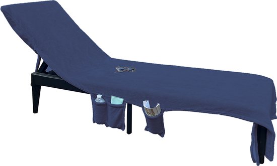 LINNICK 3 in 1 Strandlaken Camping Stoelhoes 75x215cm - Sneldrogend Badlaken - Lichtgewicht Reishanddoek - 3 in 1 Strandhanddoek Camping Stoelhoes Draagtas - marine - Strandstoelhoes - Strandtas