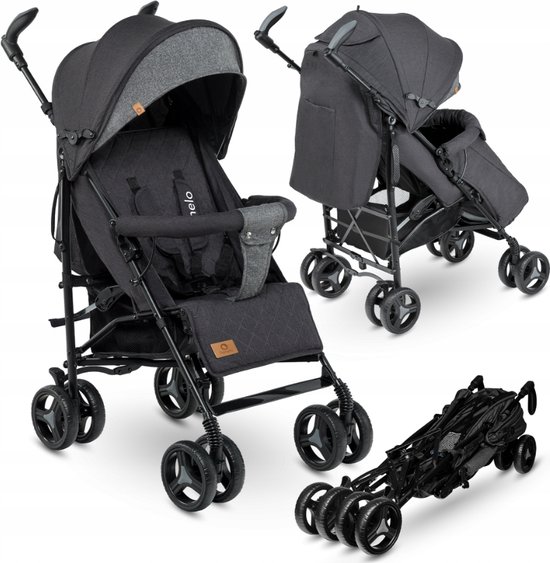 Lionelo Irma - Buggy - Wandelwagen- Lichte 7kg - tot 15 kg - Geveerde wielen - 360° - tot 5 jaar - Opbergmand - Verstelbare handgreep - Snel inklapsysteem - Compact formaat van Lionelo