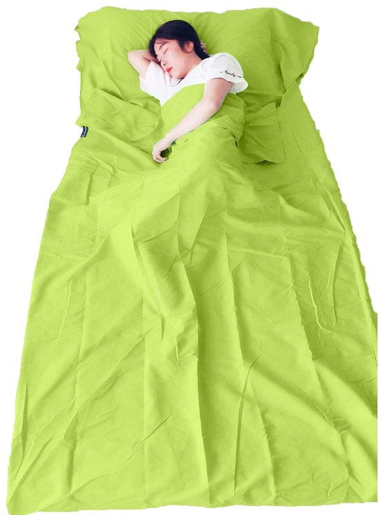 LISM-Slaapzakvoering, lichtgewicht reislaken, kampeerslaapzak Geschikt voor volwassenen met vlekbescherming, Geschikt voor kamperen, reizen, hotels en backpacken (groen) 75 * 210 cm