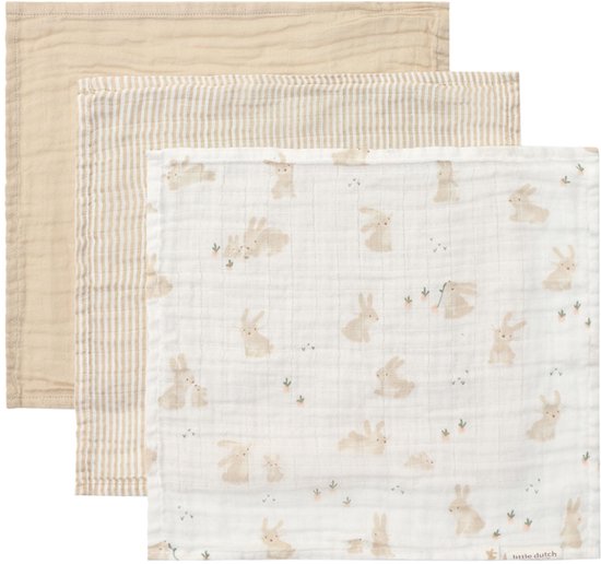 Little Dutch Baby Bunny Monddoekjes - 3 Stuks - 25 x 25 cm van Little Dutch