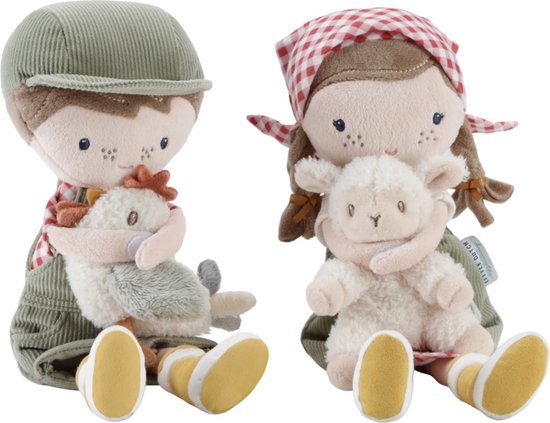 Little Dutch - Knuffelpop Boer Jim met kip – 35 cm van Little Dutch
