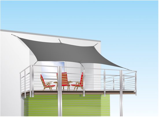 Livarno home Zonnescherm - Schaduwdoek - Rechthoekig - Antraciet - UV-beschermingsfactor 60 - Praktische zonwering - Versterkte randen