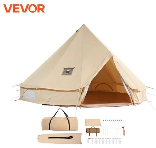 LiveTastic - Tent - Piramide tent - Yurt tent - Bell Tent - 4 Personen - 4 Seizoenen - Ademend Canvas - Camping - Camperen van LiveTastic