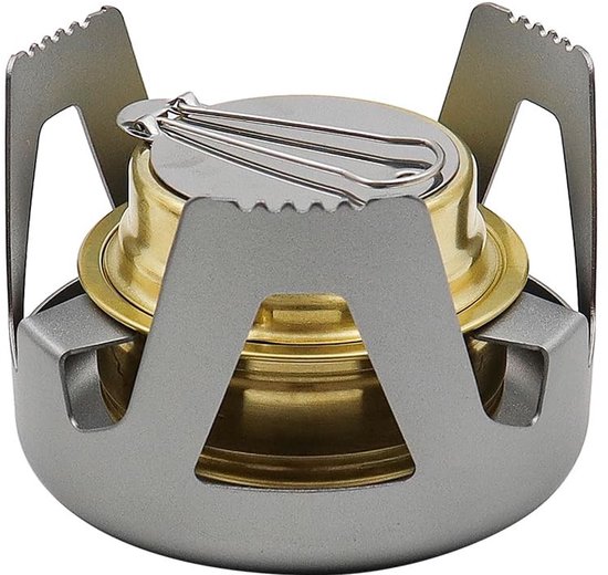 LIVIA HOME- Alcoholkachel Ultralicht - Draagbaar Kooktoestel - Buiten BBQ - Kachelbeugel - Aluminiumlegering - Afmetingen 3,8"/2,5 - Kampeerkachel