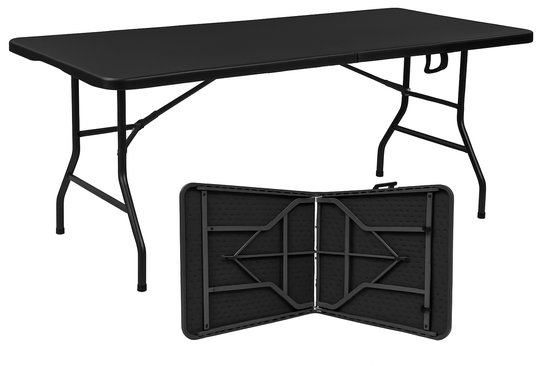 Livista Klaptafel 180x70 cm - Stevig Inklapbare Vouwtafel - Antislip - Weerbestendig - Zwart van Merkloos
