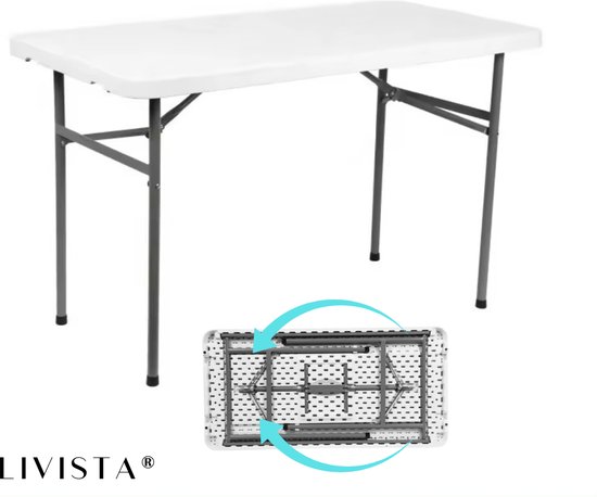 Livista® Klaptafel - Inklapbare Tafel - 120 x 60 cm - Vouwtafel - Antislip en Weerbestendig - Wit van Merkloos
