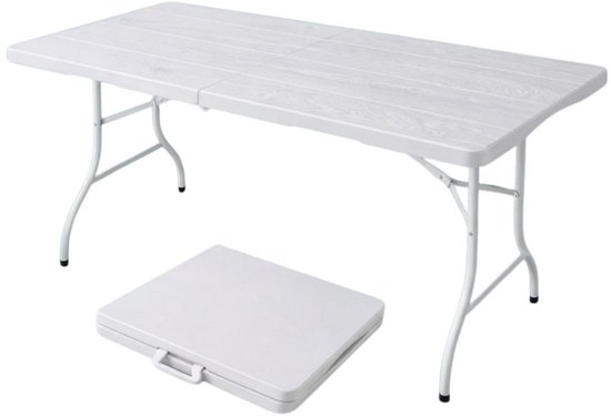 Livista Luxe Klaptafel 180x70 cm – Inklapbare Tafel - Opvouwbare Campingtafel & Stevige Tuintafel – Draagkracht tot 250 kg – Vouwtafel - Antislip en Weerbestendig -Handig voor Feest, Tuin of Camping - Wit