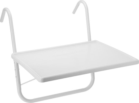 Livn Balkontafel Vierkant Wit - 40x52 cm - In hoogte verstelbaar - Eenvoudig bevestigen aan de railing van Livn