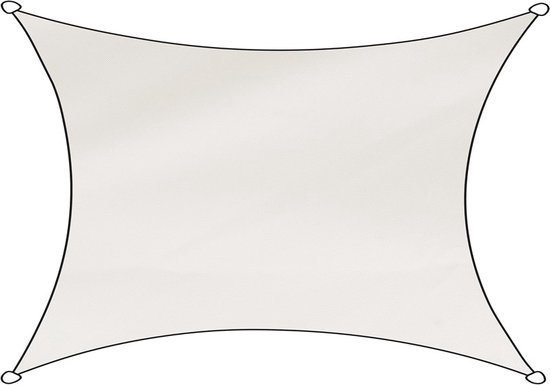 Livn Schaduwdoek Como Polyester Rechthoekig 3x4m wit - 100% UV-bescherming - Dikte doek: 160 gr/m2 - Inclusief bevestigingskoord en RVS bevestigingsringen