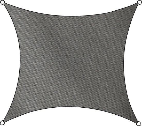 Livn Schaduwdoek Como polyester vierkant 5m antraciet - 100% UV-bescherming - Dikte doek: 160 gr/m2 - Inclusief bevestigingskoord en 5 mm dikke RVS bevestigingsringen van Livn