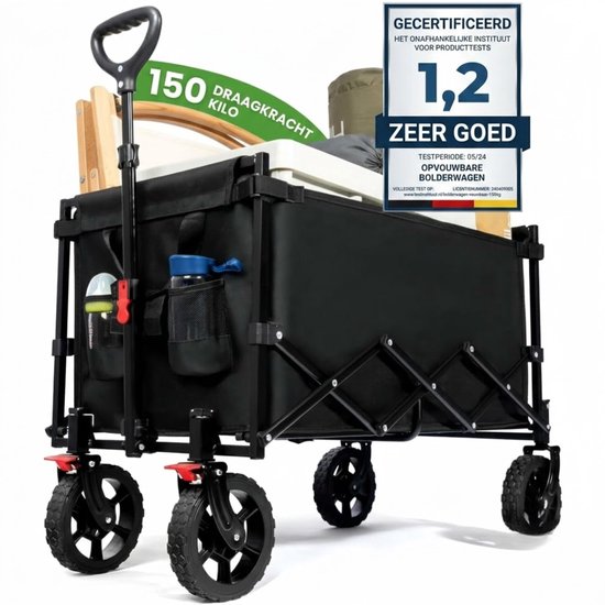LNMsolutions® Bolderkar - Bolderkar Opvouwbaar - Inklapbare Bolderwagen - Zwart - 75cm x 48cm x 62cm