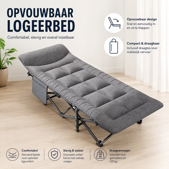 Logeerbed - Campingbed - Festivalbed - Opvouwbaar - Licht en eenvoudig