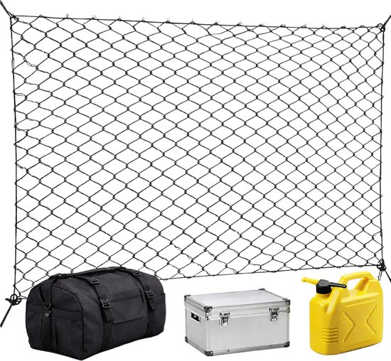 Lomera Bagagenet Auto - Kofferbaknet - Elastisch Bagagenet - Elastisch Kofferbaknet - Kofferbak Net - Autonet Kofferbak - Bagagenet Kofferbak - Kofferbak Organizer Net - Auto Opbergnet van Merkloos