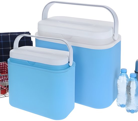 Lomera Koelbox Set - Koelbox Set 2 Stuks - Koelbox Kunststof - Blauwe Koelbox Set - Koelbox voor Auto - Koelbox voor Camping - Koelbox voor Picknick - Koelbox voor Strand - Koelbox voor Vakantie - Koelbox voor Dagje Uit van Merkloos