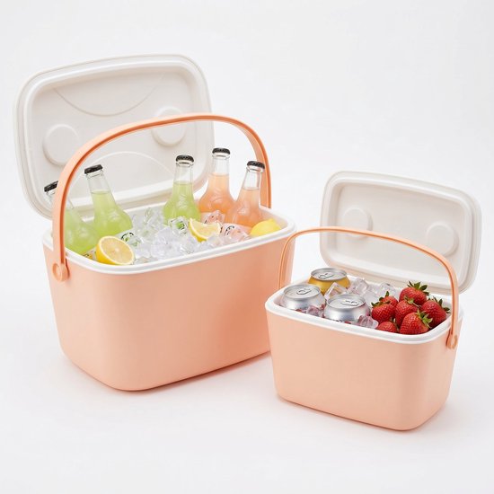 Lomera Koelbox Set van 2 - Koelboxen - Koelbox - Passieve Koelbox - Draagbare Koelbox - Koeltas - Koelbox met Handvat - Koelbox voor Camping - Koelbox voor Picknick - Koelbox voor Strand - Koelbox Zonder Stroom - Mini Koelbox - Coolbox - Roze