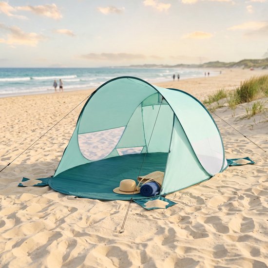Lomera Strandtent - Pop-up Tent - Beach Shelter - Windscherm - Zonnescherm met UV Bescherming - Opvouwbare Tent - Waterafstotende Strandtent - Draagbare Tent - Familietent - Strandtent 200 x 120 x 90 cm voor Strand en Camping van Merkloos