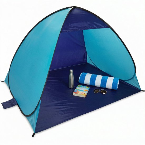 Lomera Strandtent Pop-Up UV50+ Bescherming - Opvouwbaar - Windscherm - Zonnetent - Zonnescherm voor Strand en Tuin - Met Grondzeil - Camping - Vakantie - Gezin - Zomer - Festival - Outdoor - Strandscherm - Zonwering - Buitenleven