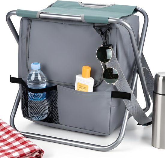 Lomera Vouwkruk met Koeltas - Vouwkruk met Koelbox - Vouwkrukje met Koeltas - Visstoel met Koeltas - Vissersstoel met Koeltas - Viskrukje met Koeltas - Campingkruk met Koeltas - Camping Krukje met Koeltas