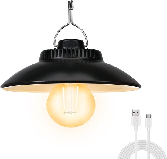 longziming - Kampeerlamp - Camping Lantaarn - Tent Verlichting - Retro ontwerp van aluminium - Twee helderheidsstanden, tot 20 uur batterijduur - IPX4 waterbestendig, geschikt voor buiten - USB-C oplaadbaar, snel en eenvoudig