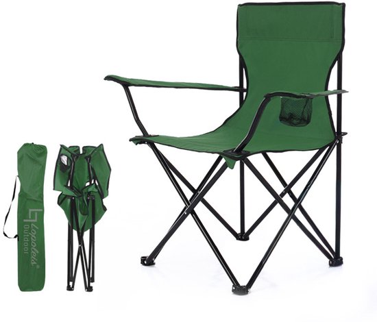 Lopoleis® Campingstoel – Klapstoel – Campingstoel opvouwbaar – Visstoel – Vouwstoel – Strandstoel – Inklapbaar – Lichtgewicht – Outdoor Stoel – 1.6kg – Groen