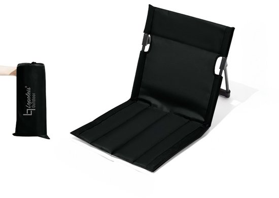 Lopoleis Opvouwbare Stoel – Vloerstoel – Strandmat met rugleuning – Opvouwbare Campingstoel – Strandstoel – Strandligbed – Vouwstoel – Campingstoel – Zwart