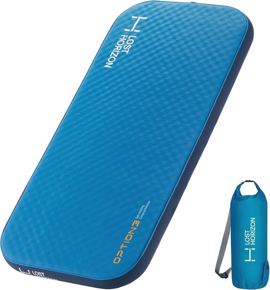 LOSTHORIZON Air & Foam Campingmatras, zelfopblazend slaapkussen, 11,4 cm dik, met pompzak, slank eenpersoons van Merkloos