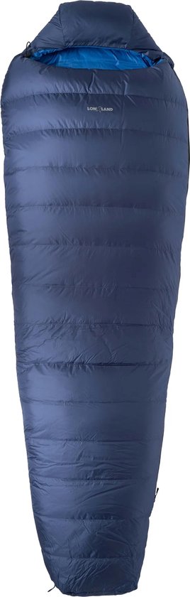 LOWLAND OUTDOOR - KIBO +5 - Donzen mummy slaapzak  +5°C - 795 gr - 225x80 cm - Blauw van LOWLAND OUTDOOR