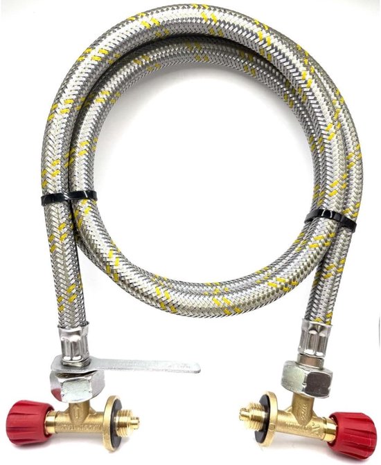 LPG gas vulslang 1m - Flexibele versterkte staalpijp - Voor camping gasflessen 901/904/907 - ShopVlot