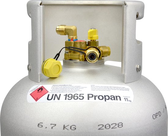 LPG gasfles 27ltr. Alugas TravelMate + zijvulling + filter + terugslagklep + 4 LPG vulnippels