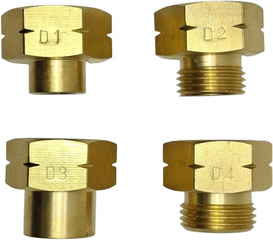 LPG Gasfles Adapter Set - 4 Stuks Messing - Voor Duitse G.12 Cilinders - Geschikt voor Europa - ShopVlot