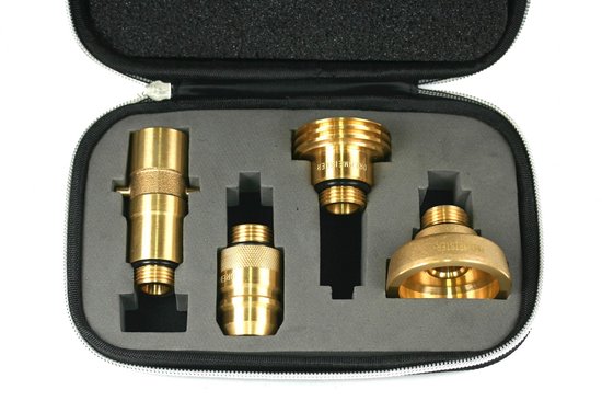 LPG vulnippelset Europa 4-delig met opbergkoffer, Bajonet, DISH, ACME en Euro nozzle