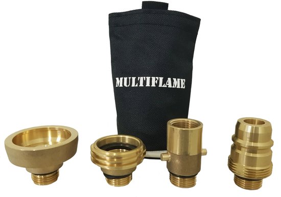 LPG vulnippelset Europa 4-delig met opbergtas, Bajonet, DISH, ACME en Euro nozzle van Merkloos