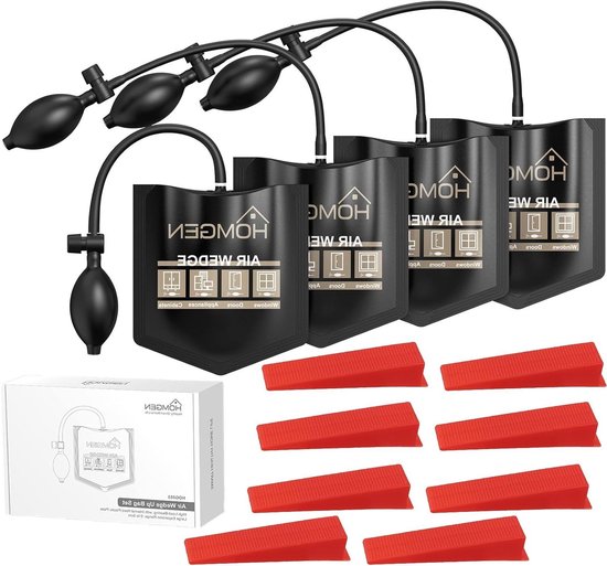 Lucht Wig Set - Opblaasbare Wig - Deuren Monteren - Eenzijdige Bediening - 4 stuks - Zwart van Merkloos