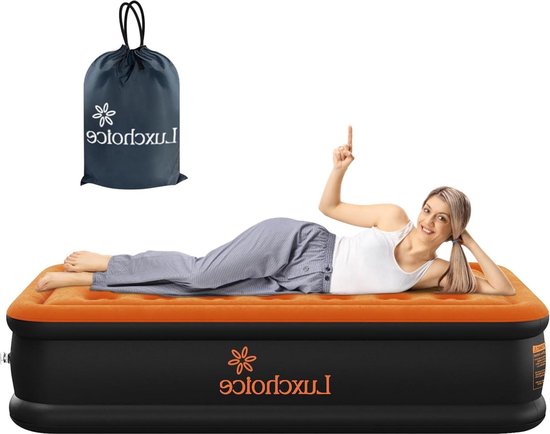 Luchtbed 1 persoon zelfopblazend met geïntegreerde elektrische pomp - premium logeerbed voor camping of thuisgebruik van Bluebuilt