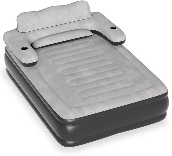 Luchtbed 2 Personen met Rugleuning – Zelfopblazend Luchtmatras met Elektrische Pomp – Tweepersoons Opblaasbed voor Camping & Logees – 195×145×42 cm van Merkloos