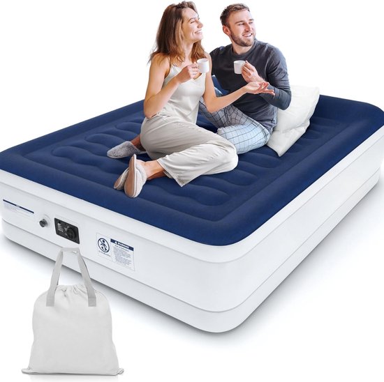Luchtbed 2 Persoons met Ingebouwde Pomp - Extra Hoog - 203 L x 152 B x 56 H - Blaast Automatisch op - Perfect voor Camperen - Super Comfort van Intex