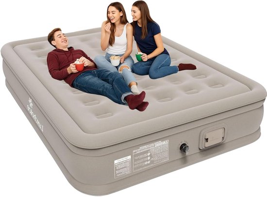 Luchtbed 2 Persoons - Opblaasbaar Bed - Logeren Thuis - Ingebouwde Elektrische Pomp - 200 x 148 x 35cm - Oranje