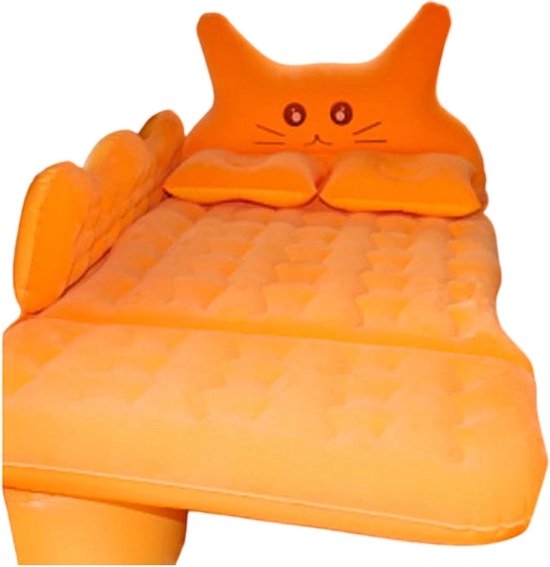 luchtbed Auto Cartoon Luchtbed Achter Uitlaat Matras Bed Voor Kinderen Slapen Achterbank Opklapbaar Campingmatras(Orange)