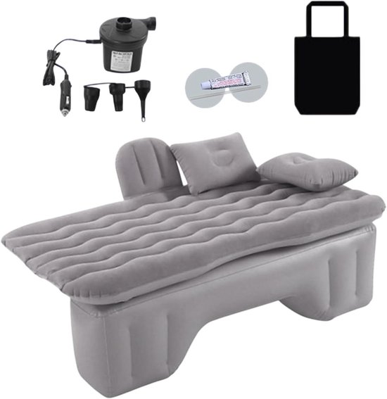 Luchtbed Auto - Draagbaar Matras - Comfortabel Reizen - Ergonomisch Ontwerp - 135 x 70 cm - Grijs
