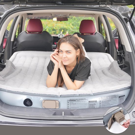 Luchtbed Auto - Kampeerbed SUV - Comfortabel Reizen - Ingebouwde Elektrische Pomp - 191x129cm - Grijs